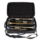 Gard Bags - Elite Compact Triple Trumpet Compact Gig Bag, Grey Nylon with Navy Blue Leather Trim (5-ECSG-NB)