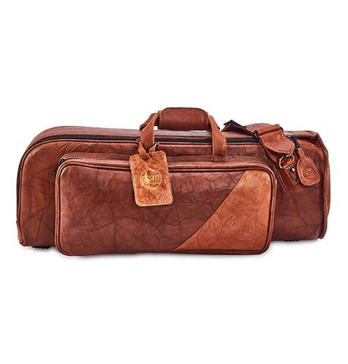 Gard Bags - Single Trumpet Gig Bag, Antique Brown Leather with Tan Trim (1-ELN-NT)