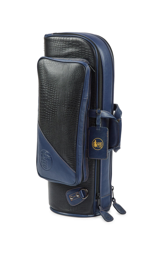 Gard Bags - Single Trumpet Gig Bag, Black Croco Leather with Navy Blue Trim (1-ELK-NB)
